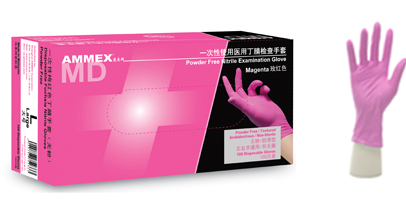 Ammex一次性使用醫(yī)用丁腈檢查手套（枚紅色）